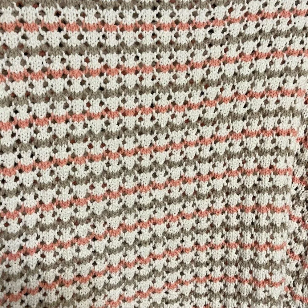 Norton McNaughton Open Crochet Knit Sweater Women's XL Multicolor Cropped Boho - Picture 4 of 9